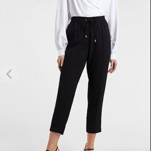 Express Mid Rise Crepe Drawstring Jogger Pant Black XS